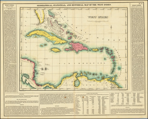 50-Caribbean, Cuba and Bahamas Map By Henry Charles Carey  &  Isaac Lea