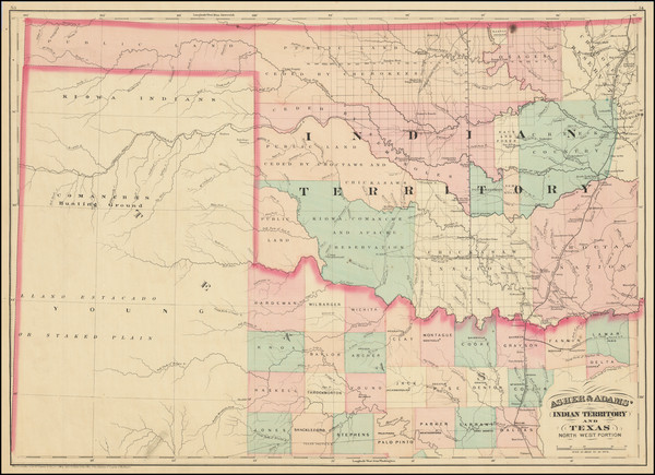 63-Texas and Oklahoma & Indian Territory Map By Asher  &  Adams