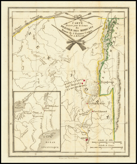 85-New York State Map By Pierre Antoine Tardieu / James Fenimore Cooper