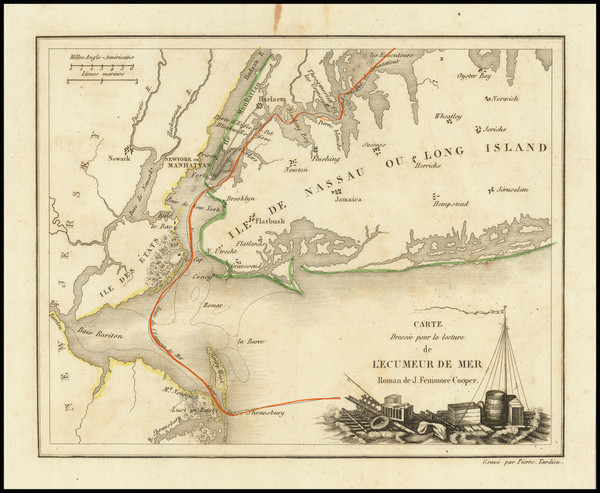 47-New York City Map By Pierre Antoine Tardieu / James Fenimore Cooper