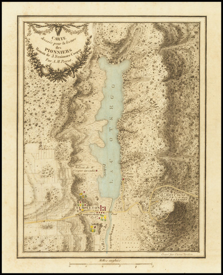 66-New York State Map By Pierre Antoine Tardieu / James Fenimore Cooper