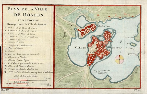 93-New England Map By Jacques Nicolas Bellin