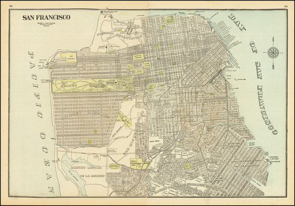 1-San Francisco & Bay Area Map By George F. Cram