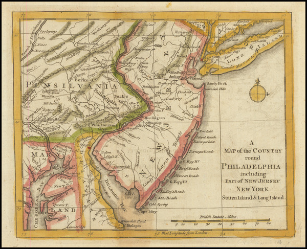 62-Mid-Atlantic, New Jersey, Pennsylvania and American Revolution Map By Gentleman's Magazine