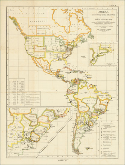 85-United States, North America, Central America, South America and America Map By Ministero Della