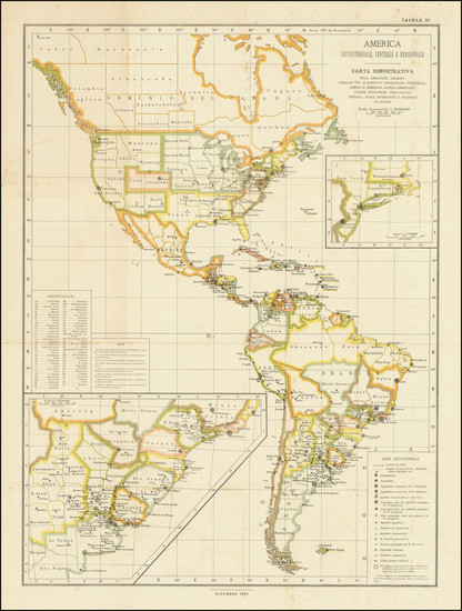 90-United States, North America, Central America, South America and America Map By Ministero Della