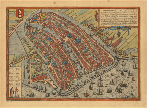 95-Netherlands and Amsterdam Map By Georg Braun  &  Frans Hogenberg