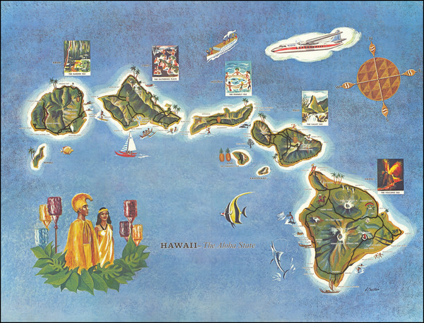 97-Hawaii, Hawaii and Pictorial Maps Map By N. Chester