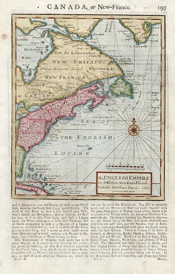 0-United States, New England and Canada Map By Herman Moll