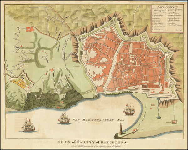 60-Catalonia Map By Paul de Rapin de Thoyras