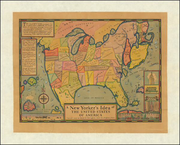 44-United States, New York City, New York State and Pictorial Maps Map By Daniel K. Wallingford