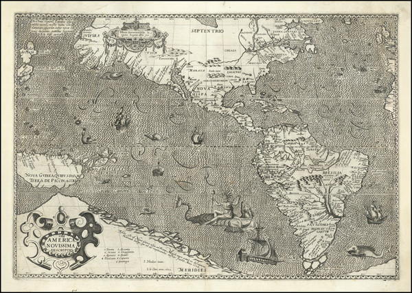 50-World, Western Hemisphere, Polar Maps, South America, Pacific and America Map By Jodocus Hondiu