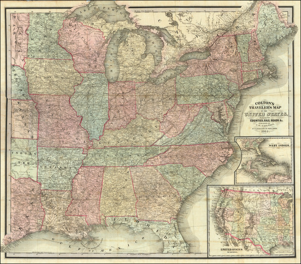 76-United States Map By Joseph Hutchins Colton