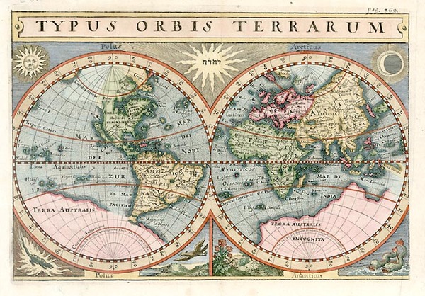 2-World and World Map By Matthaus Merian