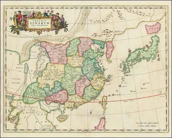 82-China and Korea Map By Johannes Blaeu