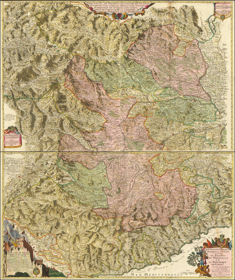 82-Switzerland, Northern Italy and Sud et Alpes Française Map By Nicolas de Fer