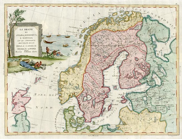 40-Europe and Scandinavia Map By Antonio Zatta