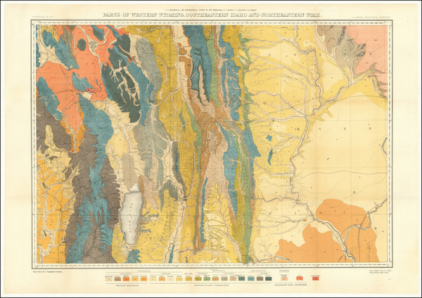 84-Rocky Mountains, Utah and Wyoming Map By Ferdinand Vandeveer Hayden