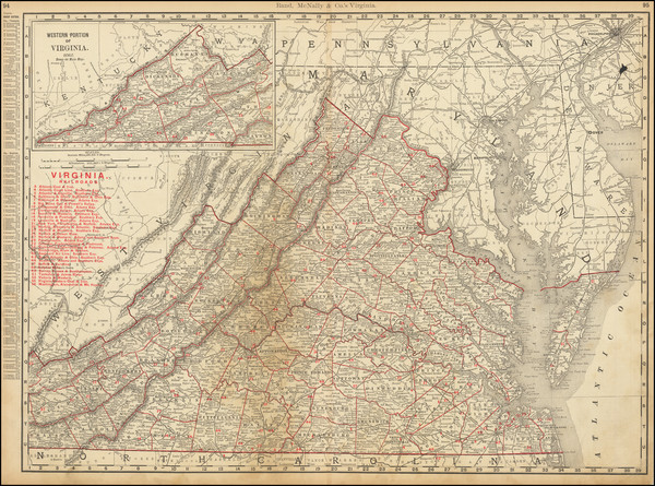 55-Virginia Map By Rand McNally & Company