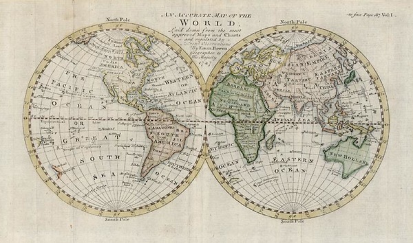 50-World and World Map By Emanuel Bowen