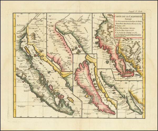 44-Baja California, California and California as an Island Map By Denis Diderot / Didier Robert de