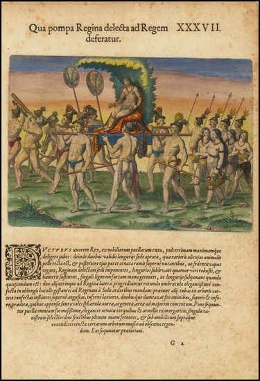 43-Florida, Portraits & People and Native American & Indigenous Map By Theodor De Bry