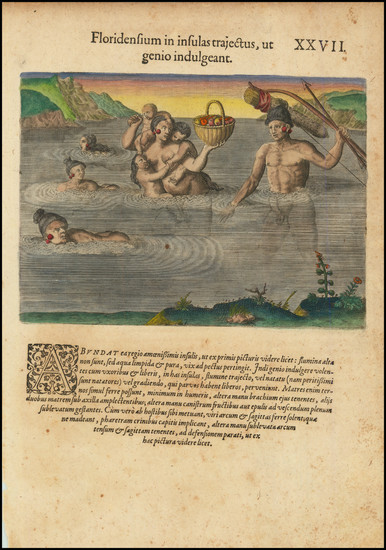 5-Florida and Native American & Indigenous Map By Theodor De Bry