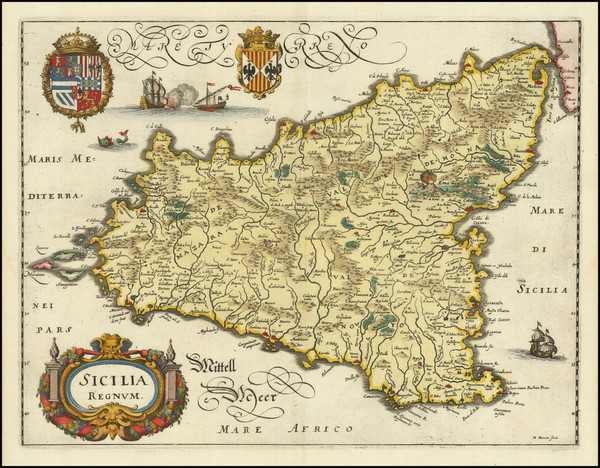 52-Sicily Map By Matthaeus Merian