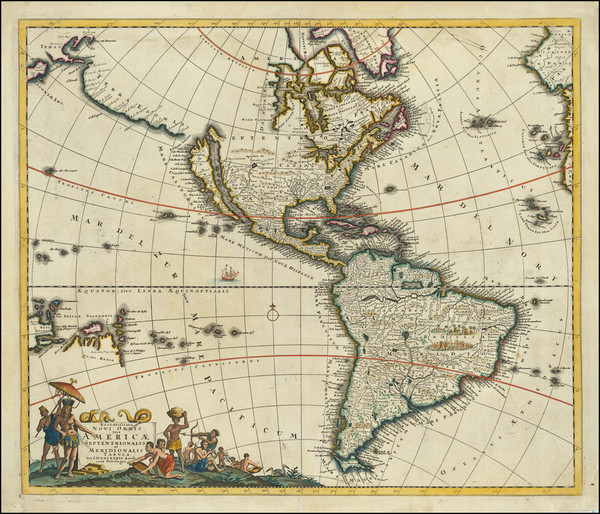 9-California as an Island and America Map By Justus Danckerts