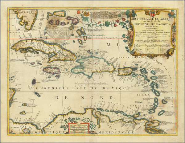 29-Florida and Caribbean Map By Vincenzo Maria Coronelli - Jean-Baptiste Nolin