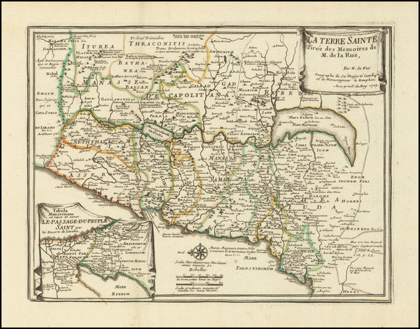 71-Holy Land Map By Nicolas de Fer