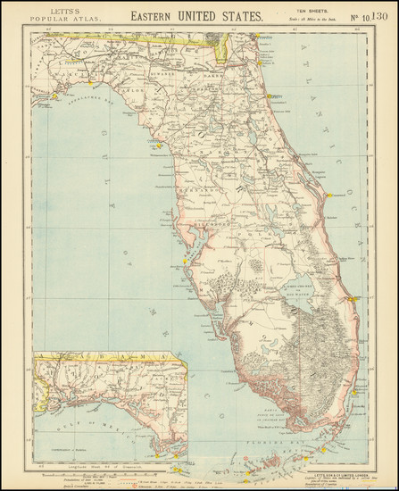 10-Florida Map By Letts, Son & Co. Limited
