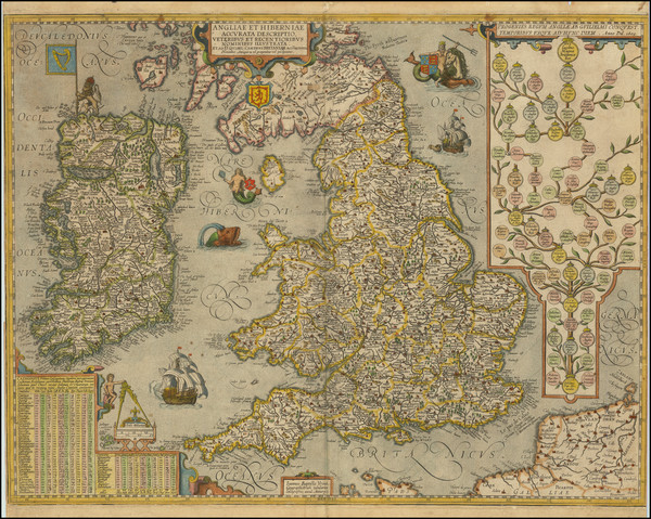 24-British Isles Map By Abraham Ortelius / Johannes Baptista Vrients