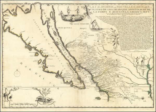 92-Southwest, Mexico, Baja California, California and California as an Island Map By Nicolas de Fe