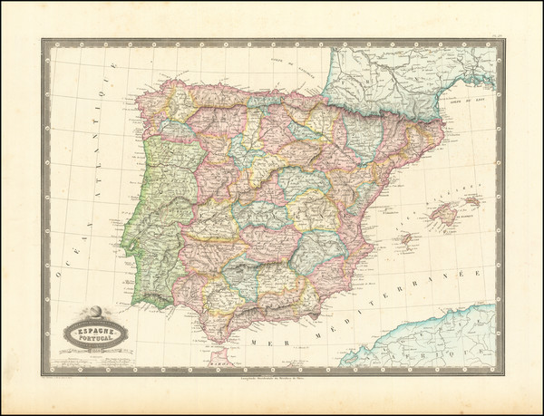 8-Spain and Portugal Map By F.A. Garnier