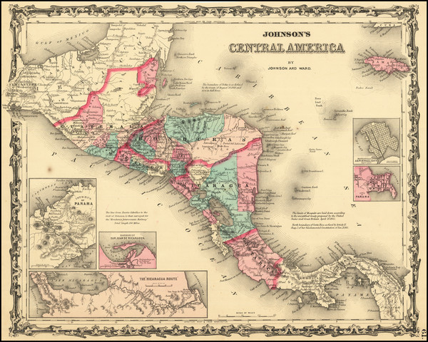 95-Central America Map By Alvin Jewett Johnson  &  Benjamin P Ward