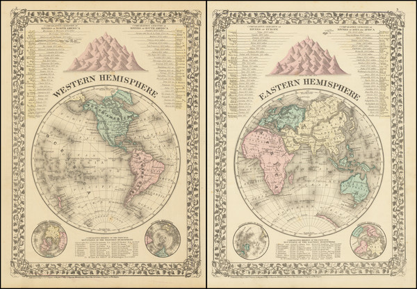 82-World Map By Samuel Augustus Mitchell Jr.