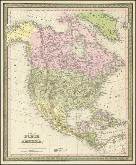 100-North America Map By Thomas, Cowperthwait & Co.