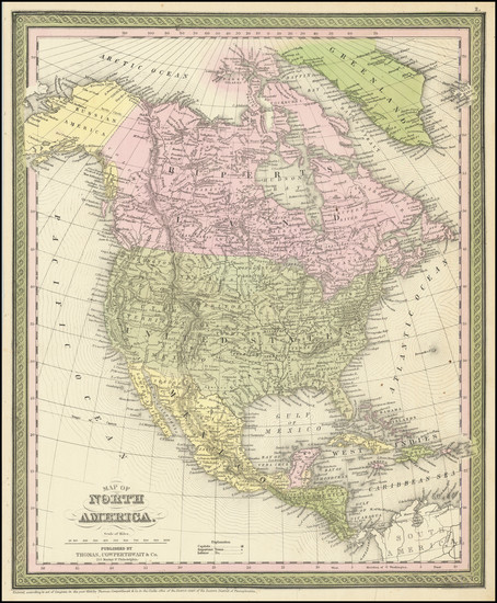 20-North America Map By Thomas, Cowperthwait & Co.