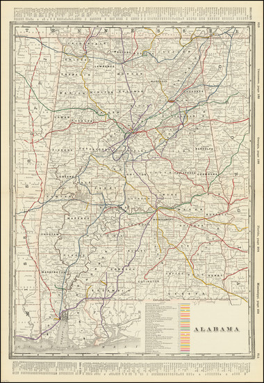 68-Alabama Map By George F. Cram