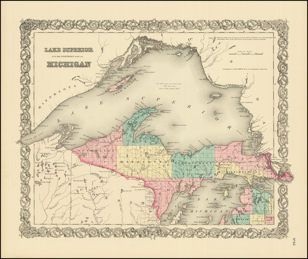 10-Michigan Map By Joseph Hutchins Colton