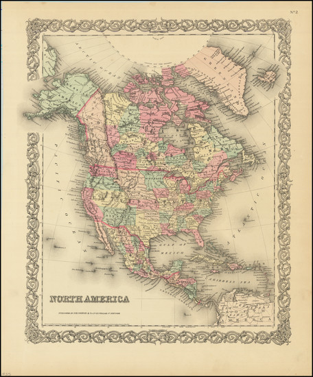 55-North America Map By Joseph Hutchins Colton