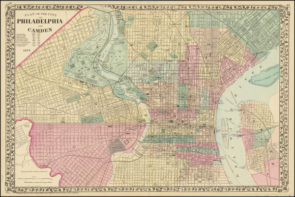 75-Philadelphia Map By Samuel Augustus Mitchell Jr.