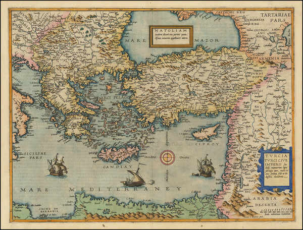 88-Balkans, Turkey, Holy Land, Turkey & Asia Minor and Greece Map By Cornelis de Jode