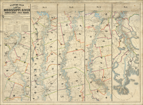 24-Louisiana, Mississippi, Arkansas, Tennessee, Illinois, Missouri and Civil War Map By J.T. Lloyd