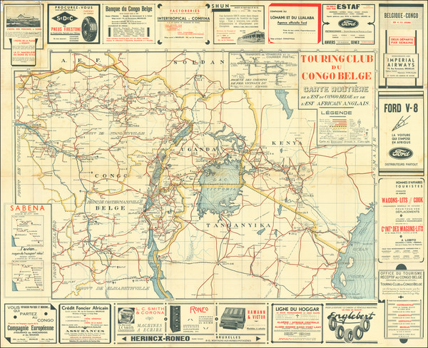 6-East Africa Map By Touring Club du Congo Belge