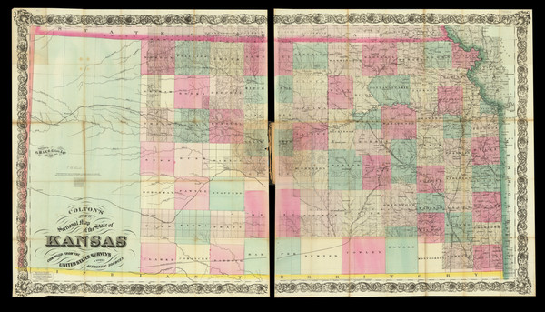 24-Kansas Map By G.W.  & C.B. Colton