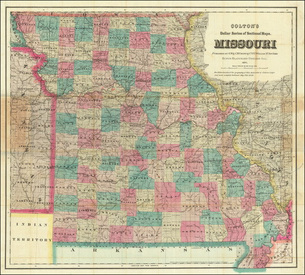 55-Missouri Map By G.W.  & C.B. Colton