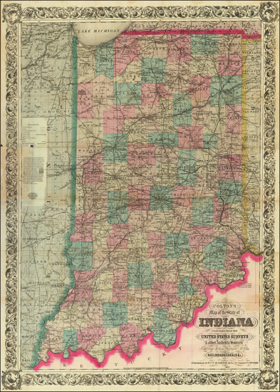3-Indiana Map By G.W.  & C.B. Colton