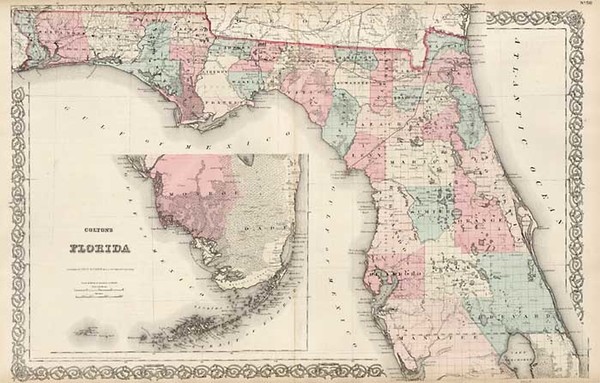 21-Florida Map By G.W.  & C.B. Colton